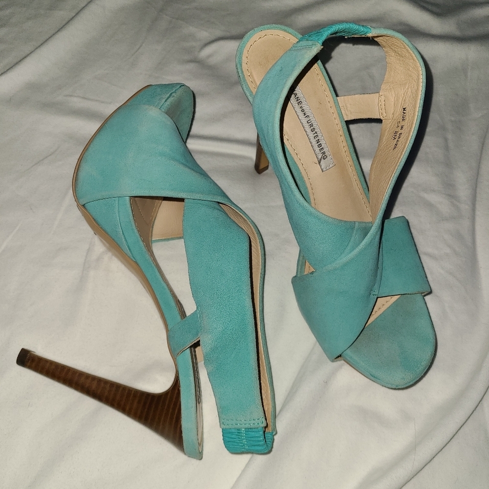 Diane von Furstenberg Suede Slingback heels size 8 BRAZIL - Picture 7 of 10